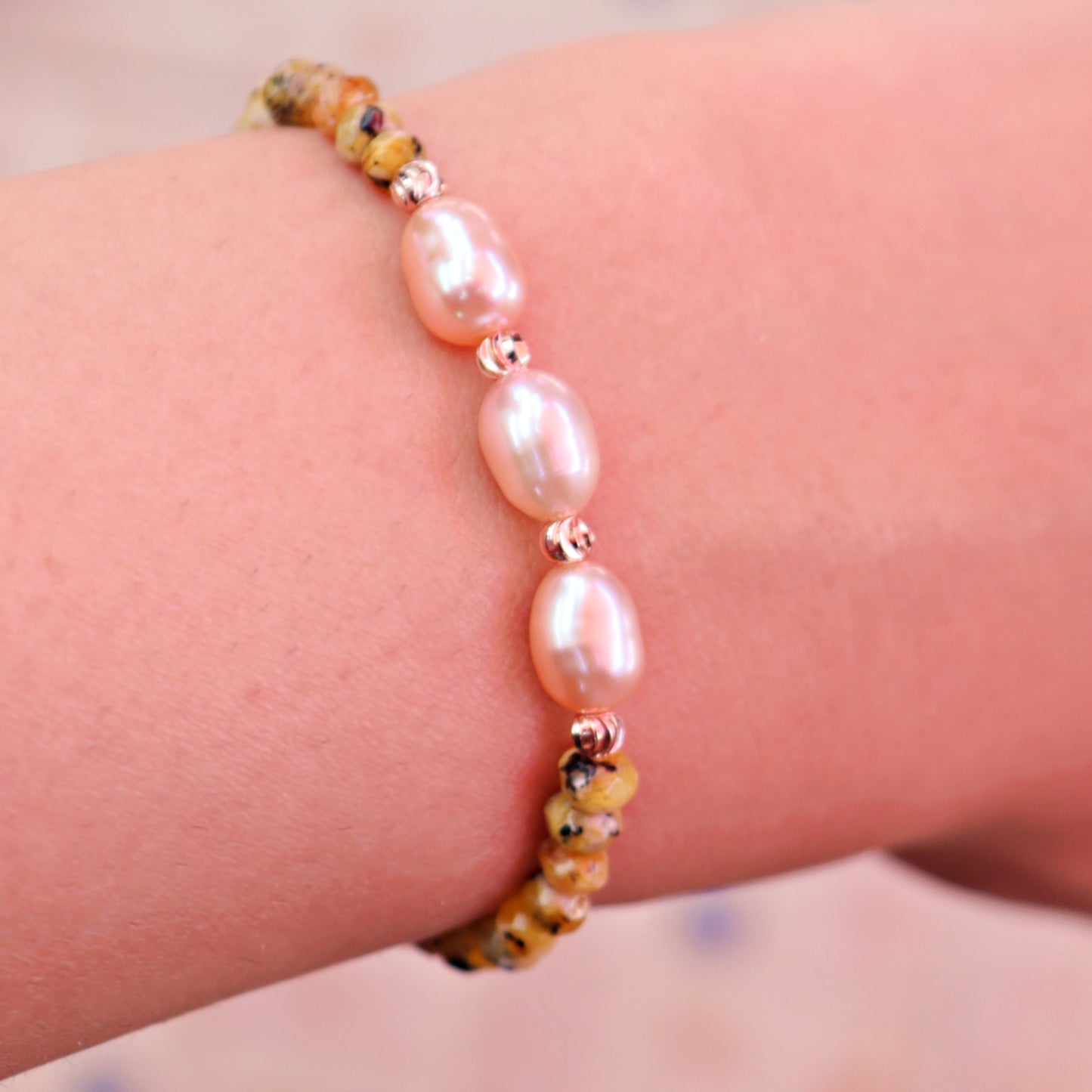 Bracelet Agates & Jouher Rose