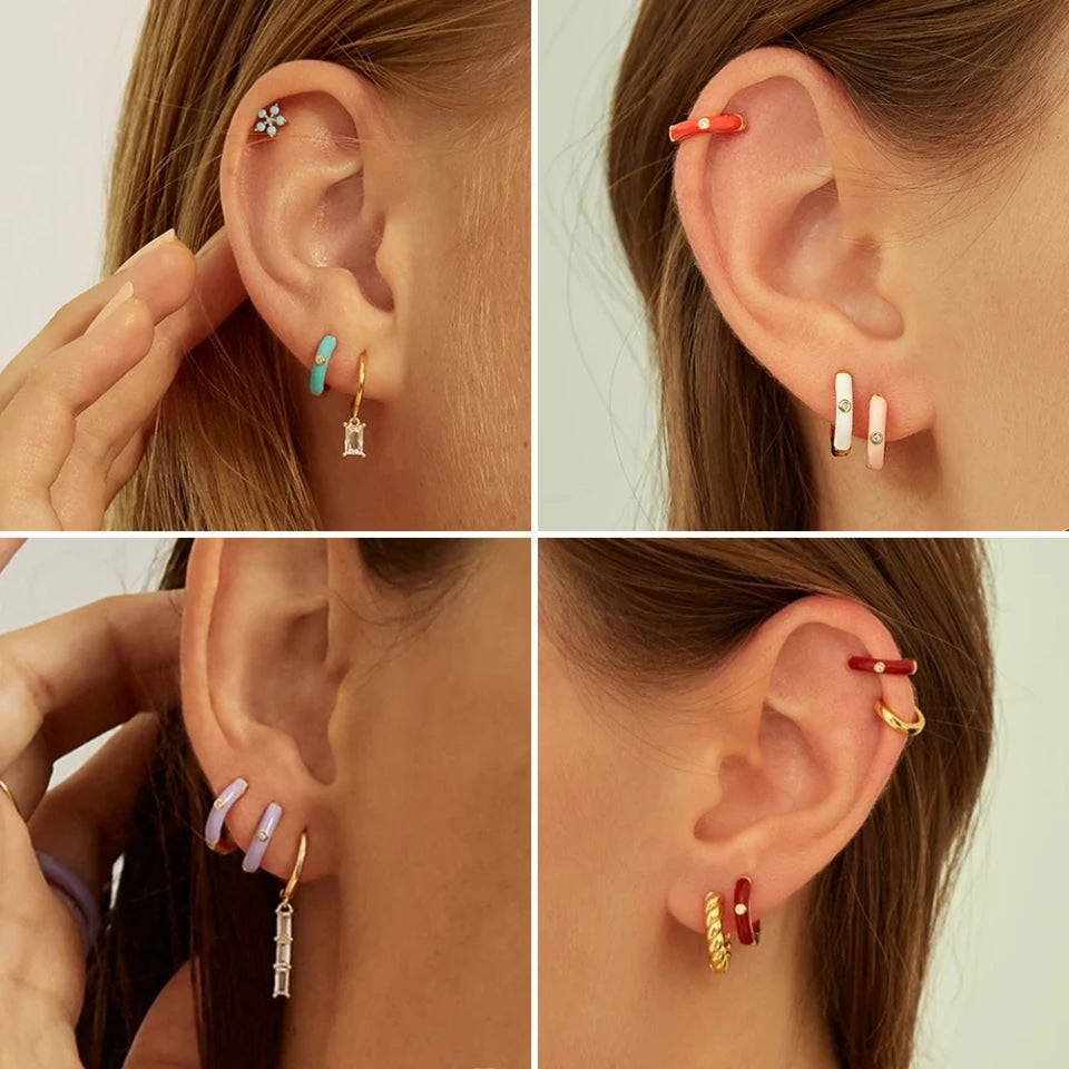 Boucles d'oreilles émail NOIR