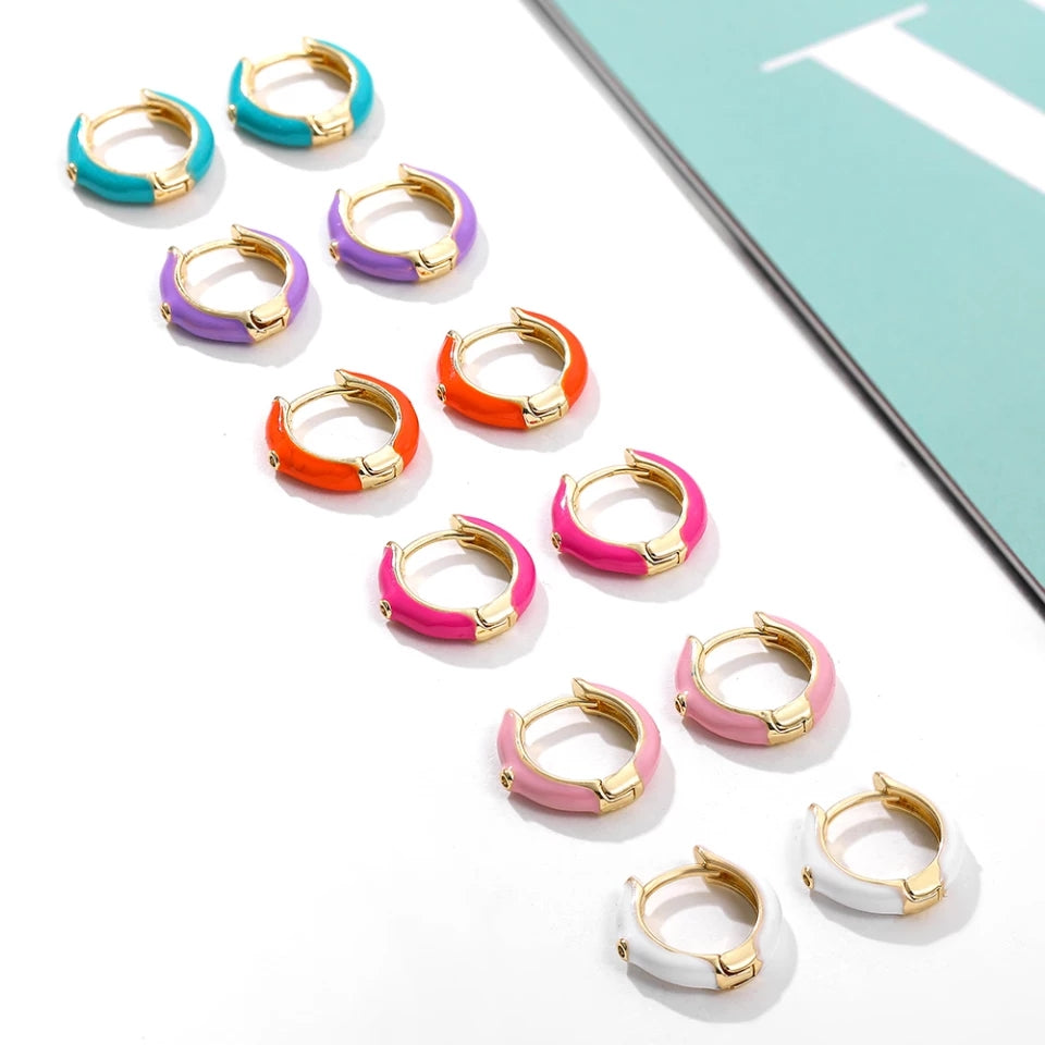 Boucles d'oreilles émail BLANC
