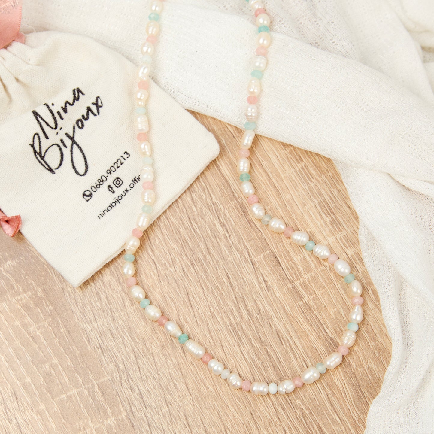 Collier QUARTZ ROSE & AMAZONITE