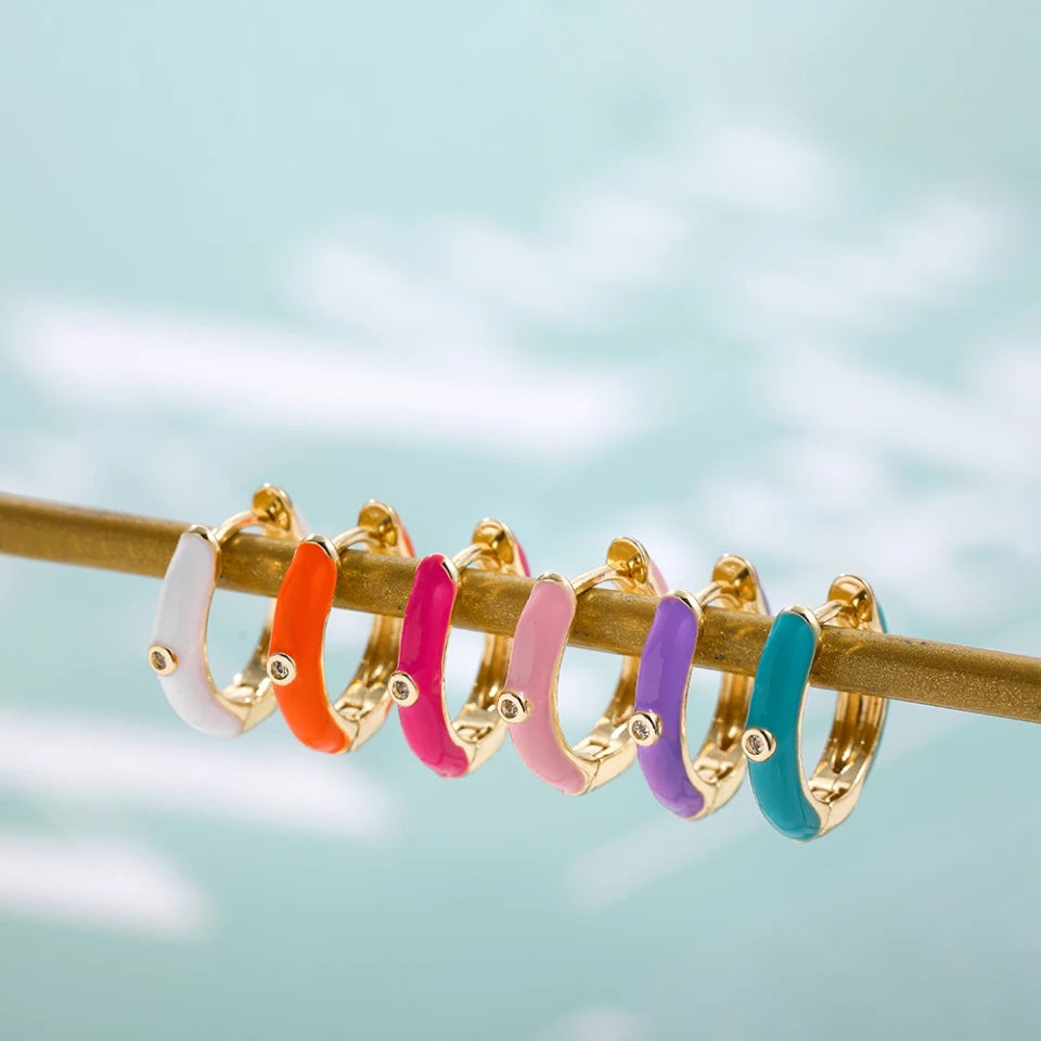 Boucles d'oreilles émail BLANC