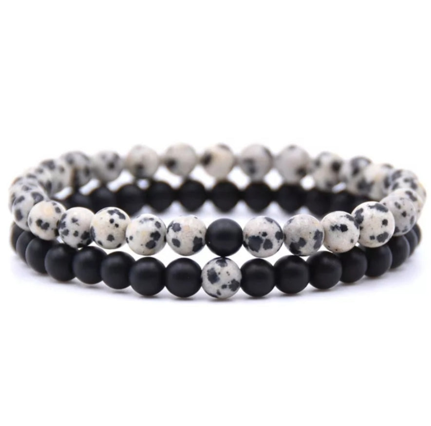 Bracelet Onyx & dalmatien.