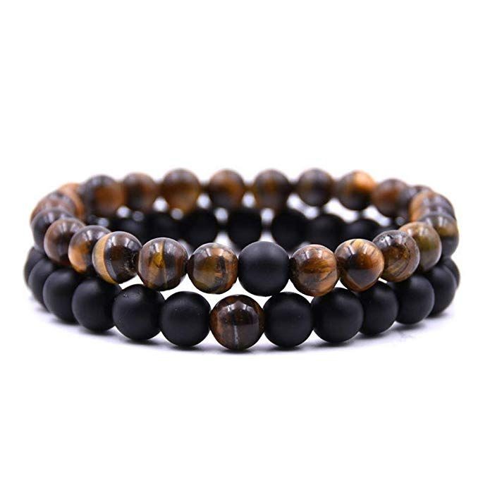 Bracelet duo, Oeil de tigre & onyx