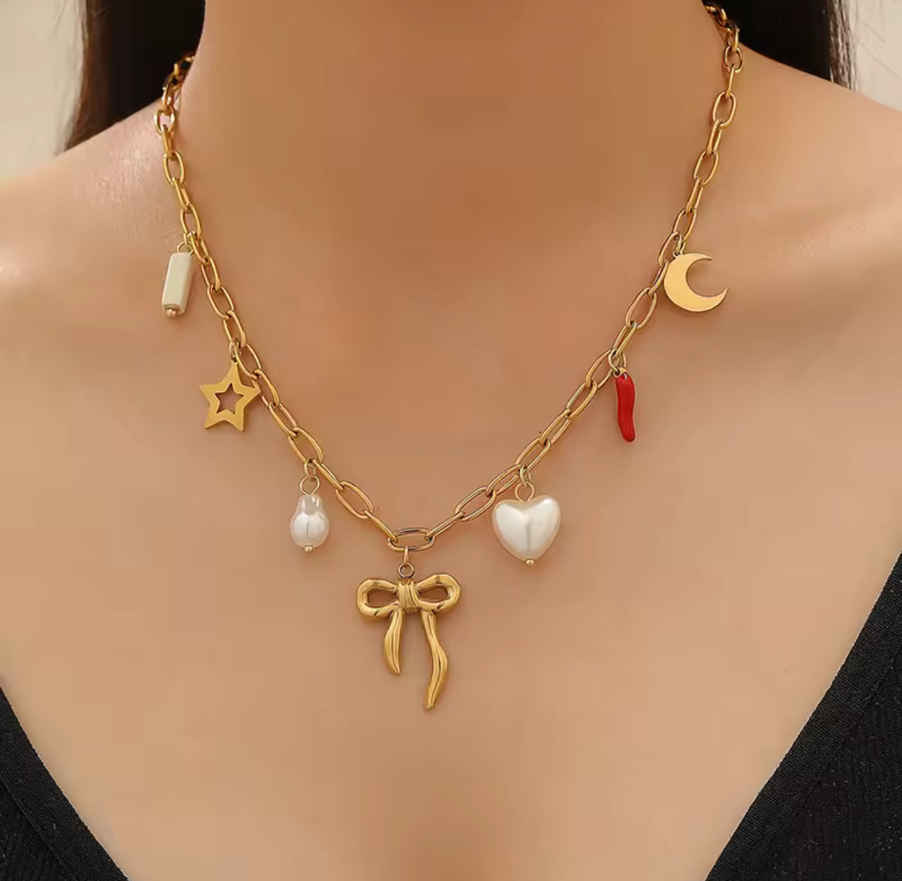 💫 Collier Charms Doré – Lucky Symbols