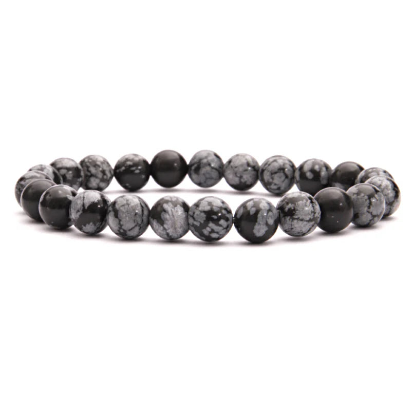 BRACELET OBSIDIENNE FLOCON DE NEIGE