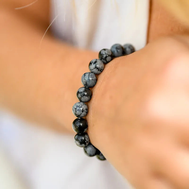 BRACELET OBSIDIENNE FLOCON DE NEIGE